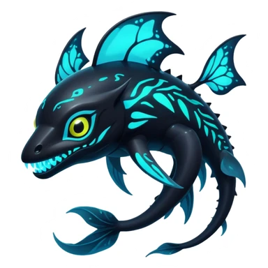 Black Dark Exotic Tropical Nocturnal Neon-glowing Abyssal Nightly Abyss-Fakémon-Creature sticker