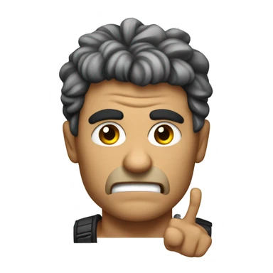 create an evil Looking standing rambo who points his finger forward sticker