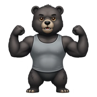 flexing bear with tanktop with black furr sticker