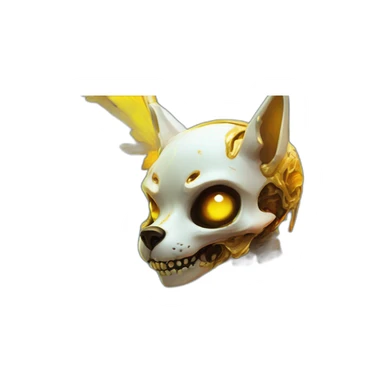 Melting Neon and gold Zombie skeleton fox with wings and prosthetic leg  sticker