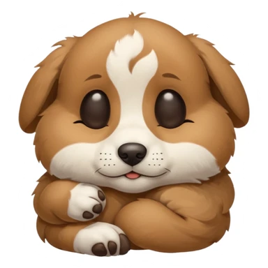 A cute, sleepy puppy face with closed eyes, a small dark nose, and light brown fur with some white markings, expressing peacefulness and innocence sticker