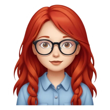 Cute girl with red long hair with glasses  sticker