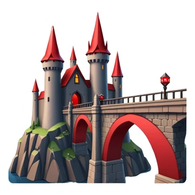 Evil Fortress witch Red Beacon shooting into sky and bridge, two towers sticker