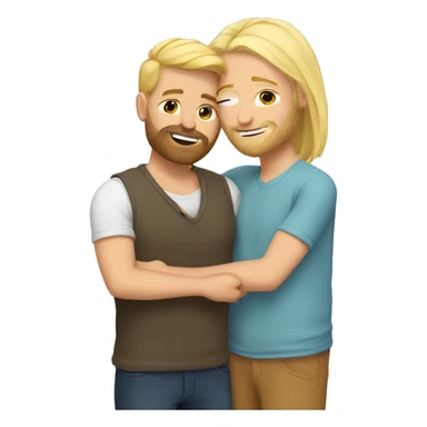 Cartoon gay couple cuddles, one of them tall and blonde with beard  sticker