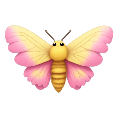 fluffy pink and yellow moth sticker