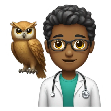 Boy-beard-doctor-with-owl sticker