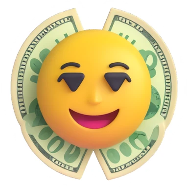 3D emoji style money, vibrant, smooth sticker