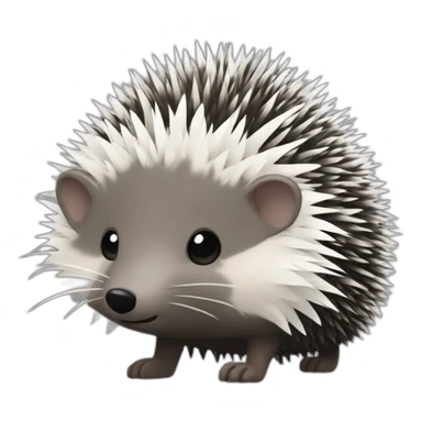Hedgehog dark gray quills one black ear one white ear different colored ears full body sticker