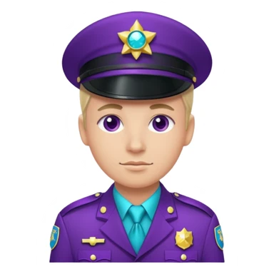 glitter purple and cian pin officer sticker