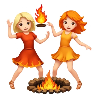 Two Cult girls dansing around fire sticker