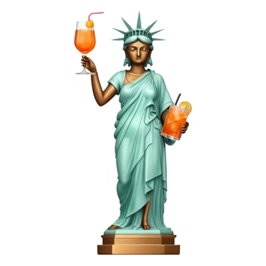 FULL BODY OF STATUE OF LIBERTY WITH AN APEROL SPRITZ COCKTAIL sticker