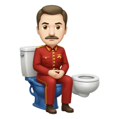 make an emoji with stalin sitting on a toilet sticker