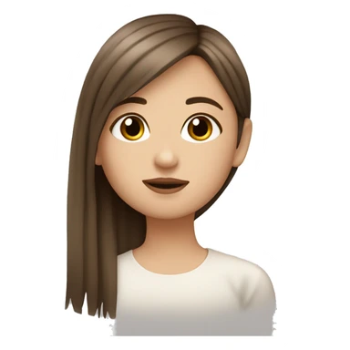 Brown hair girl with a fringe with long eyelashes with a white background ￼ sticker