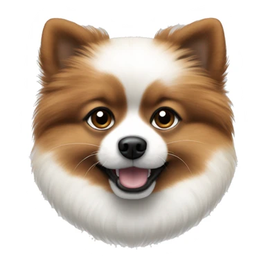 white and dark brown pomeranian puppy with black freckles on the nose sticker