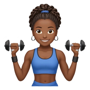 Create an emoji of rey. he has dreadlocks, african american, he's an athlete handsome with a million dollar smile. he's also a strength coach who values performance training. Make him darkskin, with 2 strand twist hairsyle  sticker