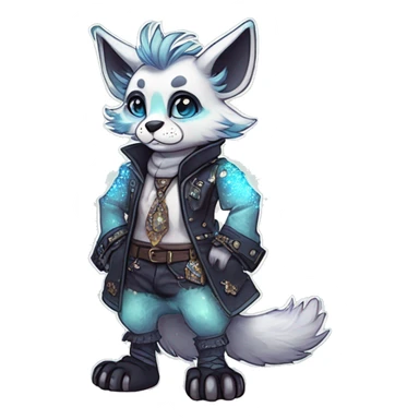 Cool cute Kawaii edgy fantasy animal sparkle fursona Fionbri by griffsnuff & LiLaiRa & Falvie full body sticker