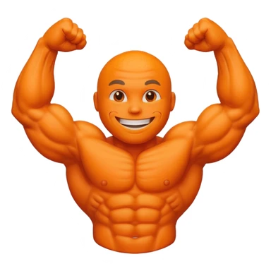 a Orange with muscular arms and face expression sticker