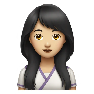 asian girl with dark hair and side bangs sticker
