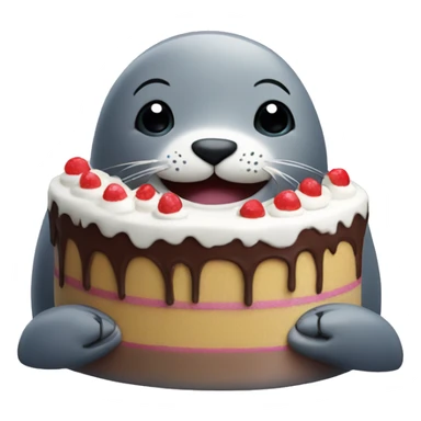 happy seal with cake sticker