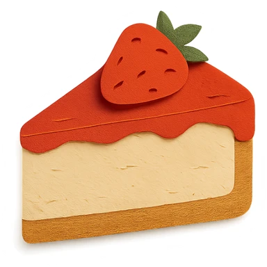 paper craft cheesecake slice, layered look, strawberry topping sticker