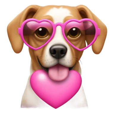 dog wearing pink heart sunglasses sticker