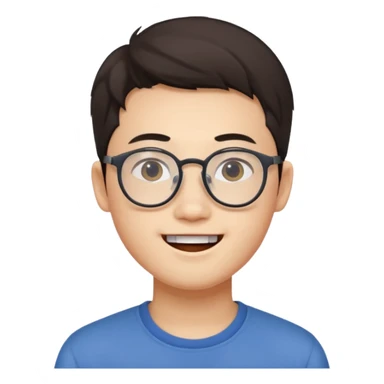 young 23 years old, chinese white man wearing glasses with small mouth sticker