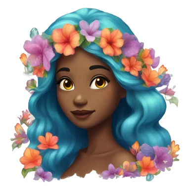 A pretty mermaid with flowers, portrait sticker