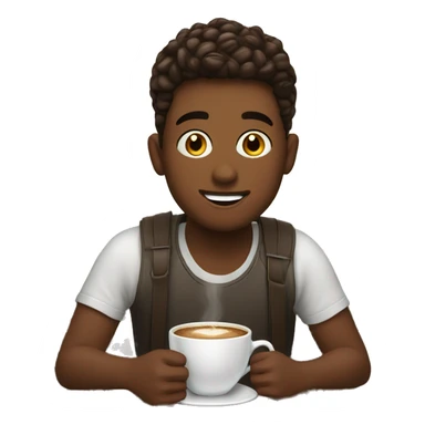 boys enjoying coffee indoors sticker