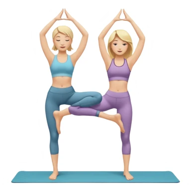 Two women doing yoga both blonde standing pose  sticker