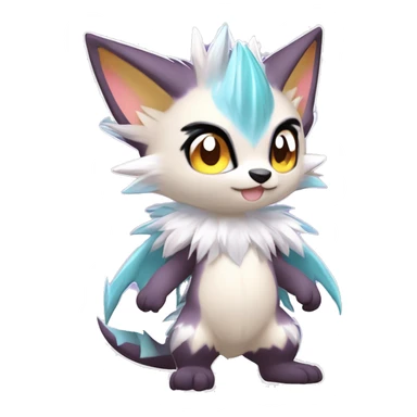 Anthro Scalie Spiky Cool Edgy Magical Shiny Colorful Pastel Sparkle Kemono-style Chibi Fantasy-Animal-Fakémon-Pokémon-Hybrid Fur Sona Aesthetic Full Body sticker