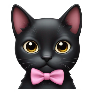 Cute black cat big eyes crying with pink bow tie sticker