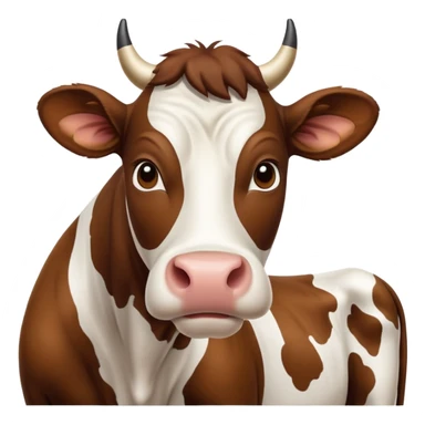 cinematic-noble-brown-and-white-cow-portrait-emoji,-poised-and-regal,-with-a-large,-sturdy-build-and-a-beautifully-patterned-hide-of-rich-brown-accented-by-crisp-white-patches,-deep-set-soulful-brown-eyes,-simplified-yet-sharp-and-sophisticated sticker
