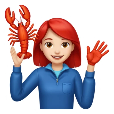 a lobster claw high five a girl emoji sticker