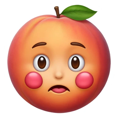 peach emoji with the facial expression and trembling lines of the shaking face emoji, as if the peach itself is shaking sticker