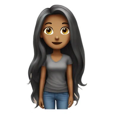 A girl with very long hair that arrives at her waist sticker