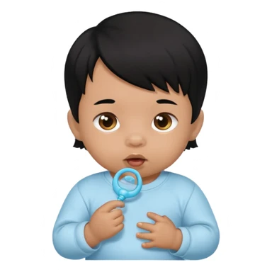 a black hair baby with pacifier sticker