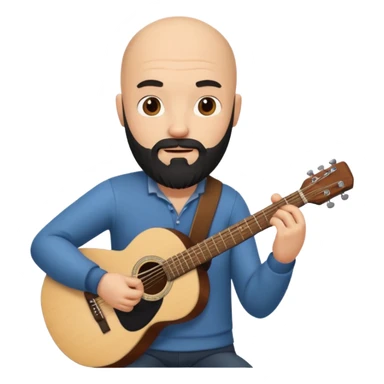 Bald guy with black beard playing guitar sticker