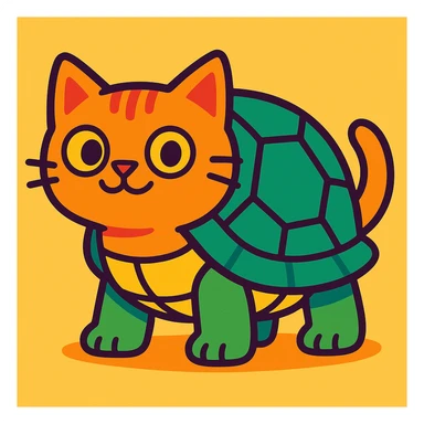cat-turtle hybrid, cartoon style sticker