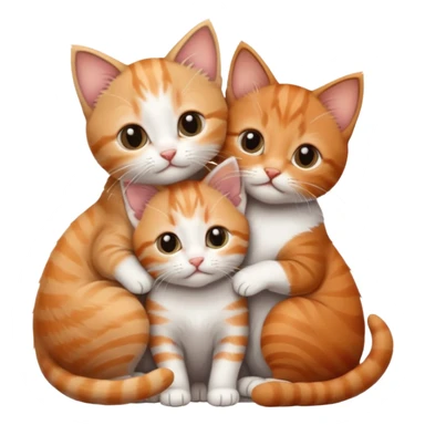 3 very small kittens cuddling together all different colours, the first one is grey and white, the second is ginger and white and the third is brown tabby and white sticker