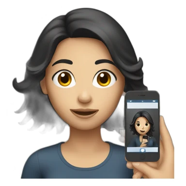 dark hair female recording video with phone sticker