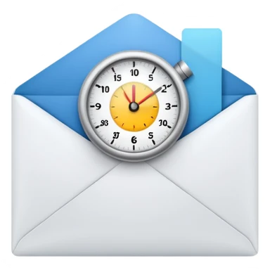 an envelop with a timer on it (to represent a programmed message) sticker