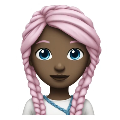 Pale girl with long blue braids and side fringe with pink eyes sticker