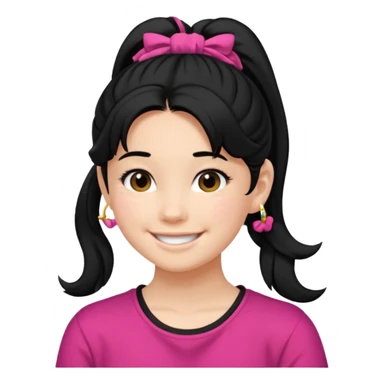 Teen girl with scrunchie ponytail black hair sticker