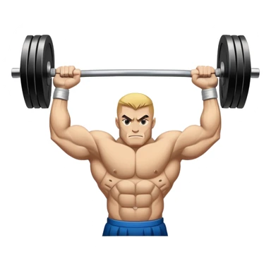 Powerlifting emblem featuring a stylized barbell with heavy weights on each side, flanked by muscular arms gripping the bar. The design is bold and dynamic, symbolizing strength and determination. The background is minimal, focusing on the emblem itself, with a sleek and professional look.  sticker