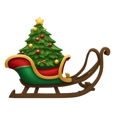 Sleigh with a Christmas tree satin bow sticker