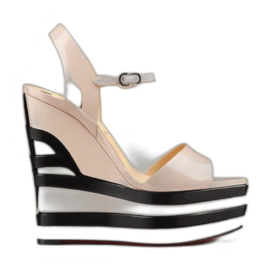 Platform wedges black louboutin sandal patent sticker