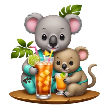 Koala and bear drink mai tai sticker