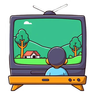 character watching a nature documentary on TV sticker