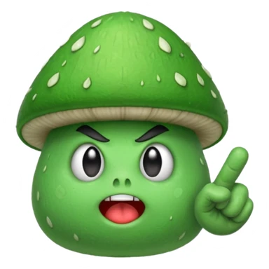 angry green mushroom giving you the middle finger sticker
