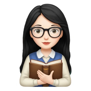 Long Black haired cottage lady with glasses and books sticker